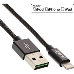InLine Lightning USB Kabel (Apple), schwarz/Alu, 2m