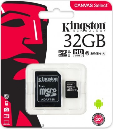 32 GB Kit micro SDHC UHS-I, Kingston class10 CANVAS Select